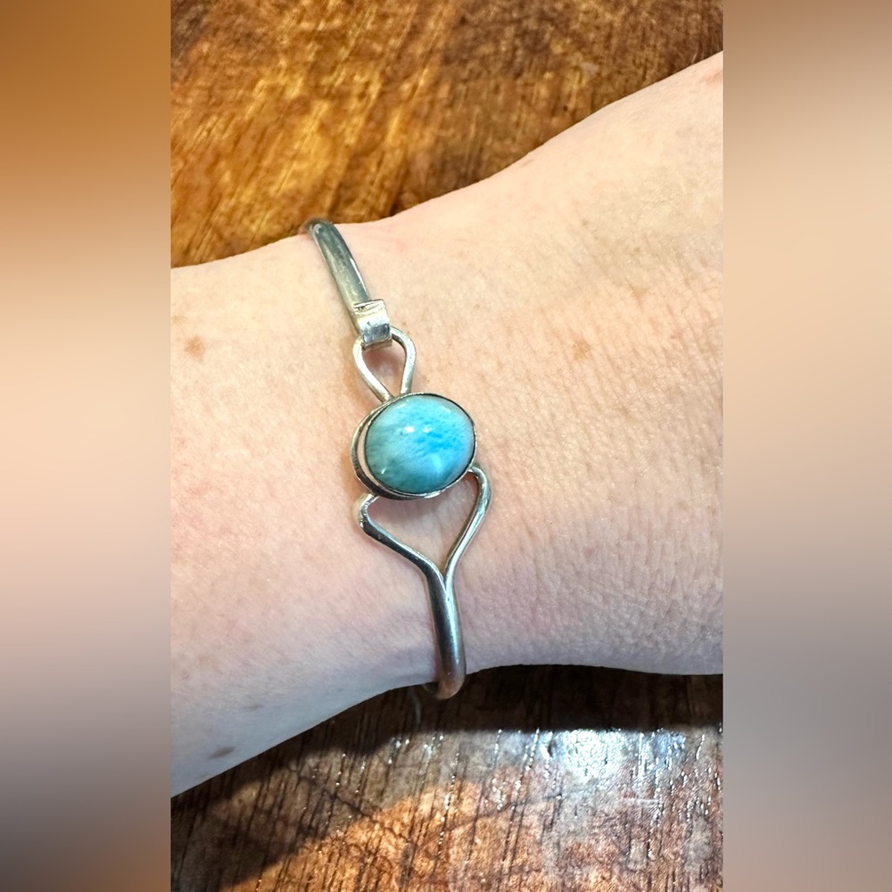 Sterling Silver and Larimar Bracelet - Picture 4 of 5
